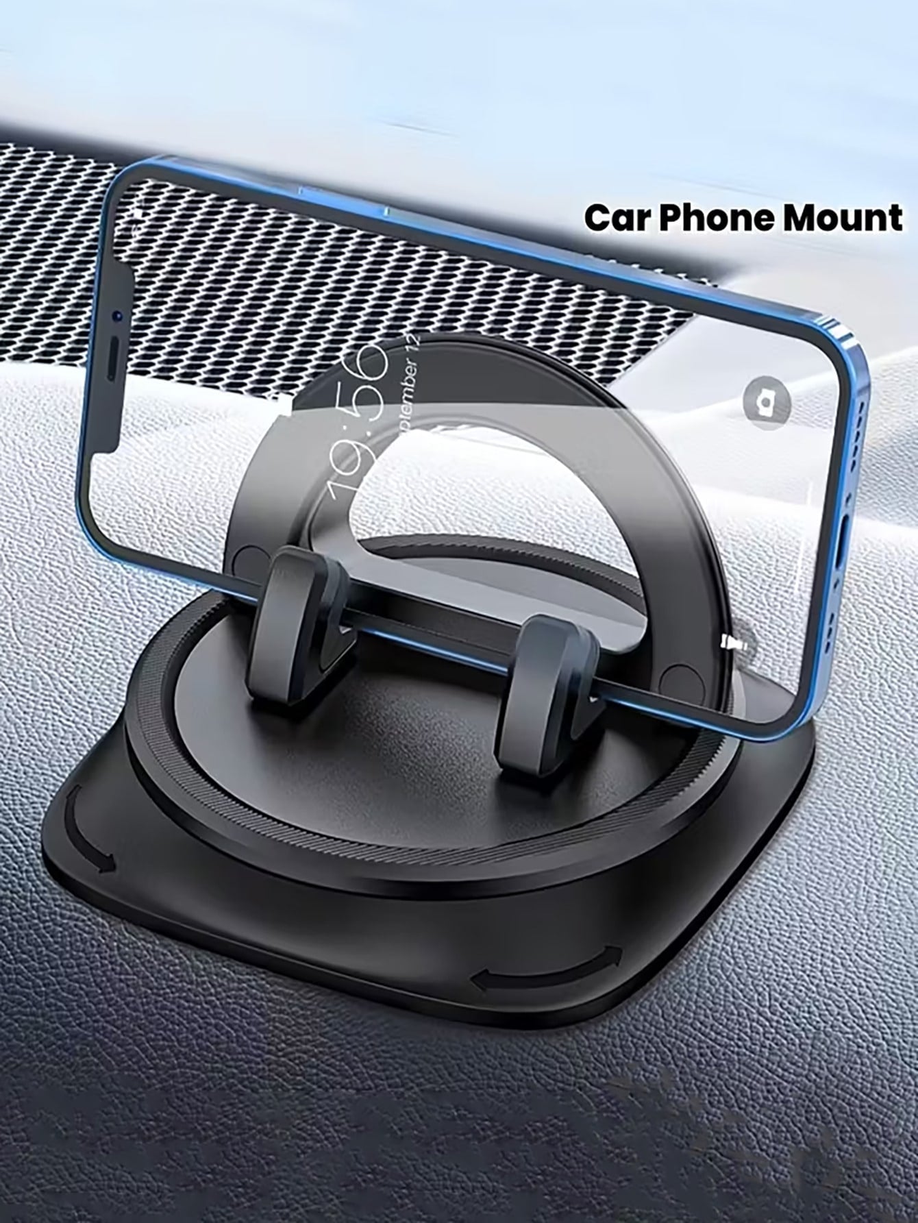 360° Rotatable Car Dashboard Phone Holder, Multifunctional Disc-Type Phone Mount, Adhesive Navigation Bracket, Rotatable ABS Instrument Panel Stand