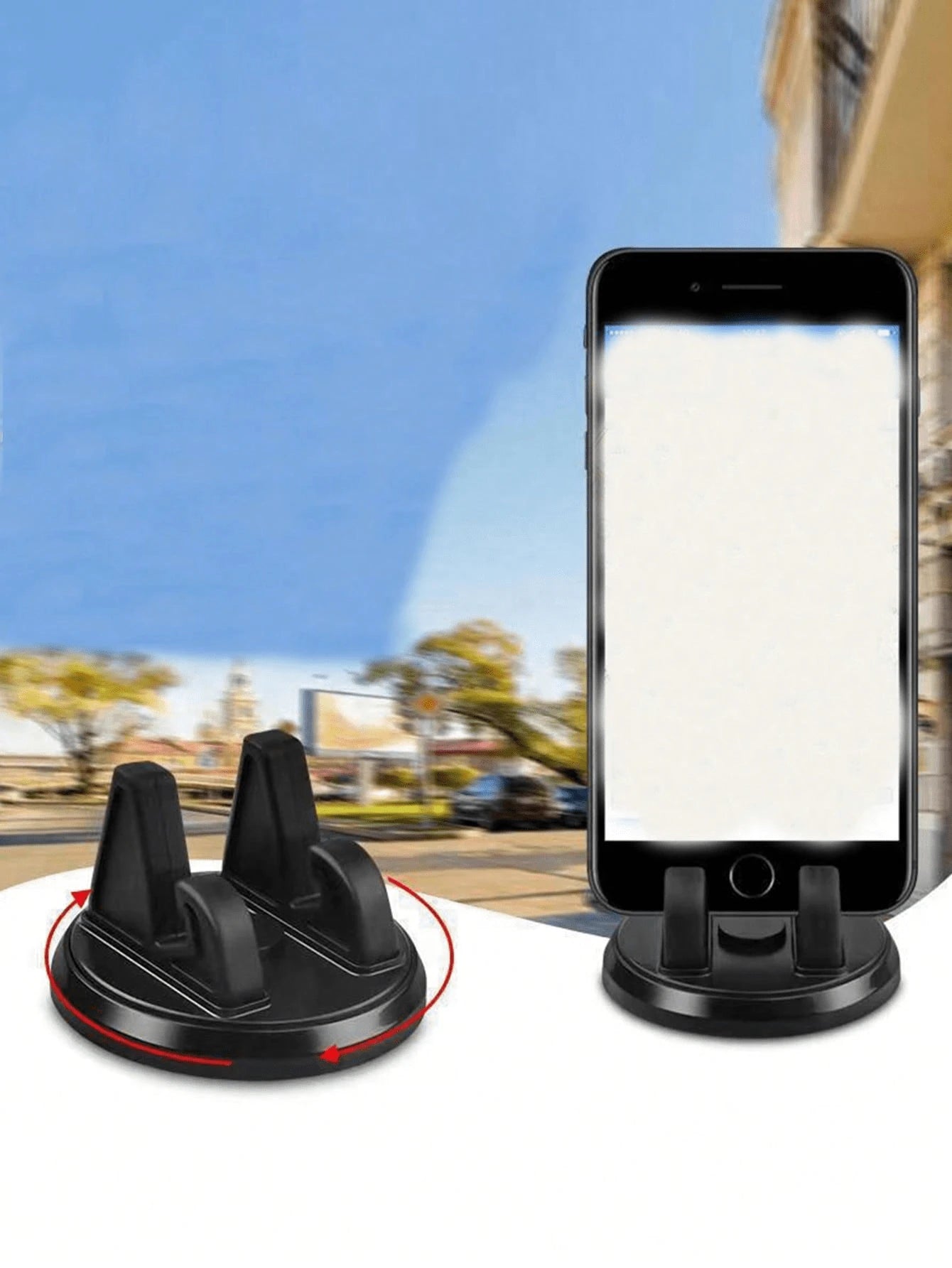 360° Rotatable Car Dashboard Phone Holder, Multifunctional Disc-Type Phone Mount, Adhesive Navigation Bracket, Rotatable ABS Instrument Panel Stand