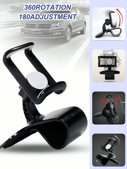 360° Rotatable Car Phone Holder- Universal Clip-On Bracket, Suitable For Dashboard And Air Vent, Adjustable Clamping Force, One-Handed Operation- Fits All Smartphones, Car Navigation Clip-On Phone H