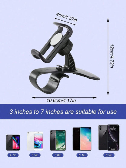 360° Rotatable Car Phone Holder- Universal Clip-On Bracket, Suitable For Dashboard And Air Vent, Adjustable Clamping Force, One-Handed Operation- Fits All Smartphones, Car Navigation Clip-On Phone H