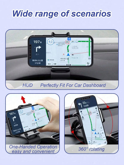 360° Rotatable Car Phone Holder- Universal Clip-On Bracket, Suitable For Dashboard And Air Vent, Adjustable Clamping Force, One-Handed Operation- Fits All Smartphones, Car Navigation Clip-On Phone H