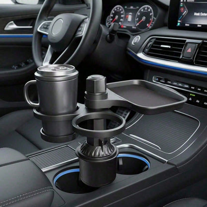360° Rotating Car Tray, Suitable For Placing Small Items, ABS Multi-Function Car Cup Holder With Detachable Tray, Adjustable Base, Dual Cup Holder, Car Interior Accessory, Suitable For Dining And Drin