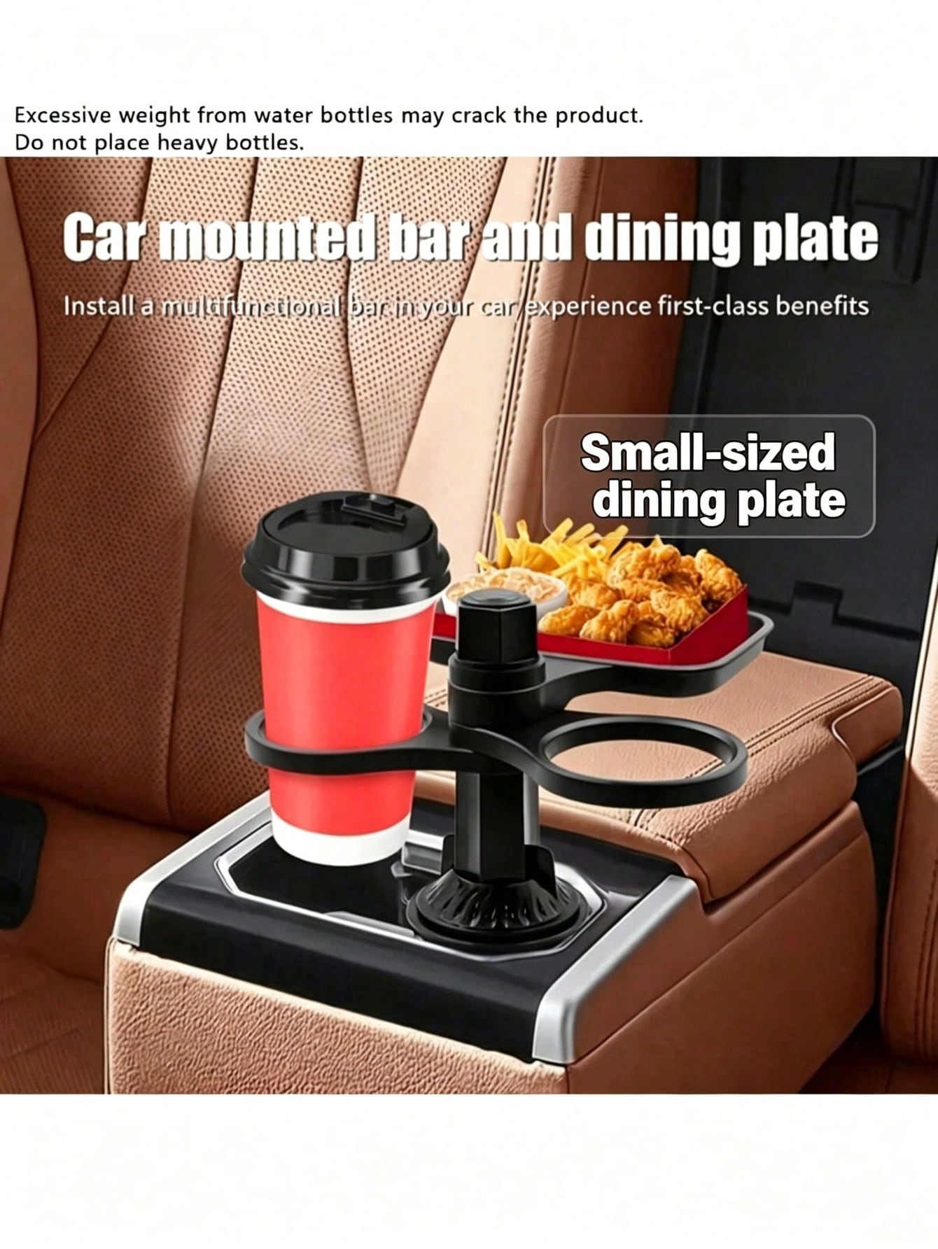360° Rotating Car Tray, Suitable For Placing Small Items, ABS Multi-Function Car Cup Holder With Detachable Tray, Adjustable Base, Dual Cup Holder, Car Interior Accessory, Suitable For Dining And Drin
