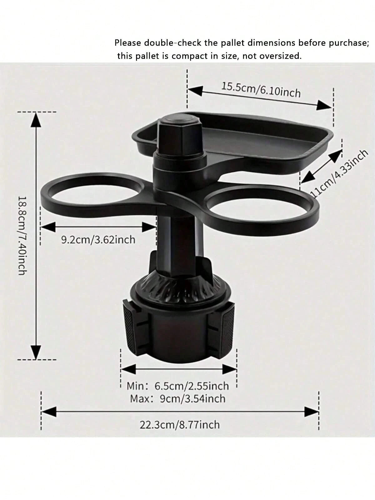 360° Rotating Car Tray, Suitable For Placing Small Items, ABS Multi-Function Car Cup Holder With Detachable Tray, Adjustable Base, Dual Cup Holder, Car Interior Accessory, Suitable For Dining And Drin