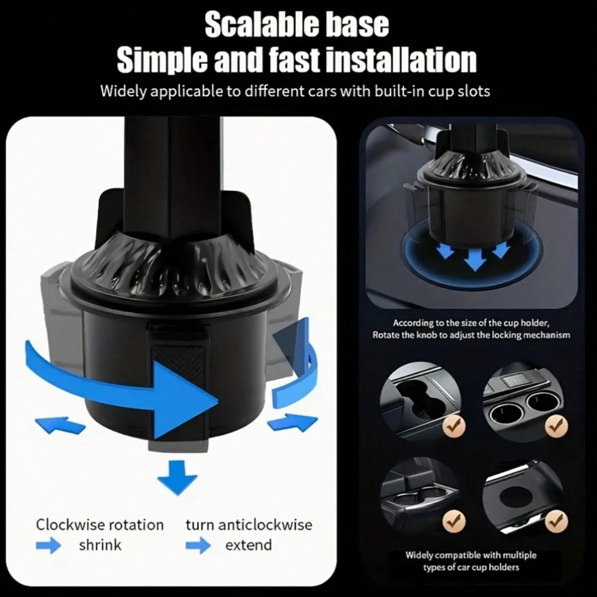360° Rotating Car Tray, Suitable For Placing Small Items, ABS Multi-Function Car Cup Holder With Detachable Tray, Adjustable Base, Dual Cup Holder, Car Interior Accessory, Suitable For Dining And Drin