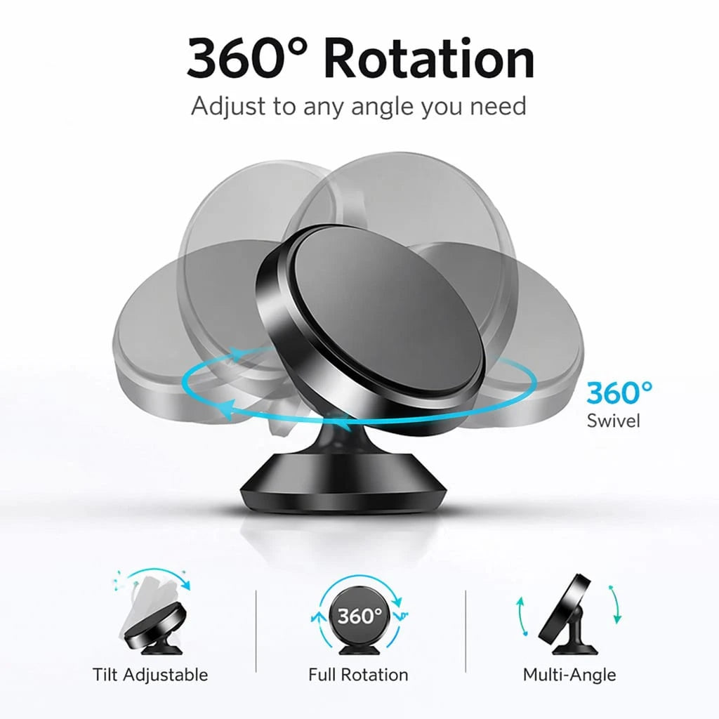 360° Rotating Magnetic Car Phone Holder, Adhesive Dashboard Phone Mount, Strong Magnetic Phone Stand For Navigation And Desk Use