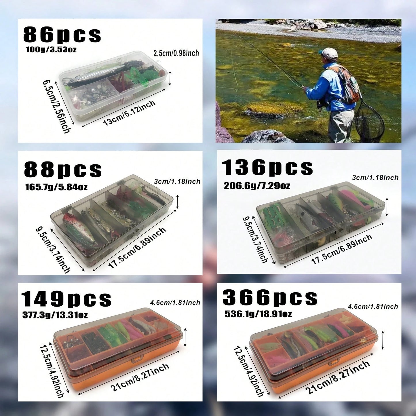 366/149/136/88/86pcs Trout/Perch/Bass Multi-Bait Fishing Tackle Set, Multi-Layer Fishing Gear Professional Equipment Tackle Box, Suitable For All Water Layers, Can Be Used In Freshwater And Saltwater.