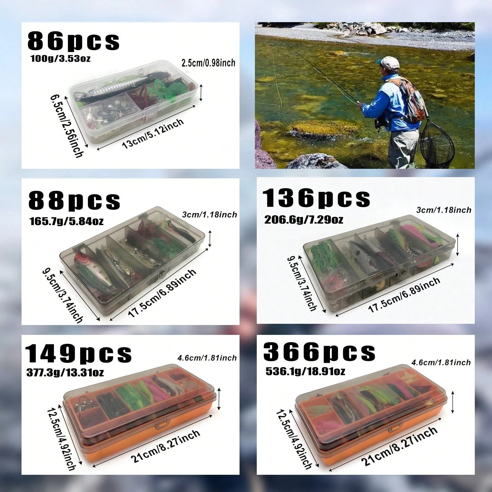366/149/136/88/86pcs Trout/Perch/Bass Multi-Bait Fishing Tackle Set, Multi-Layer Fishing Gear Professional Equipment Tackle Box, Suitable For All Water Layers, Can Be Used In Freshwater And Saltwater.