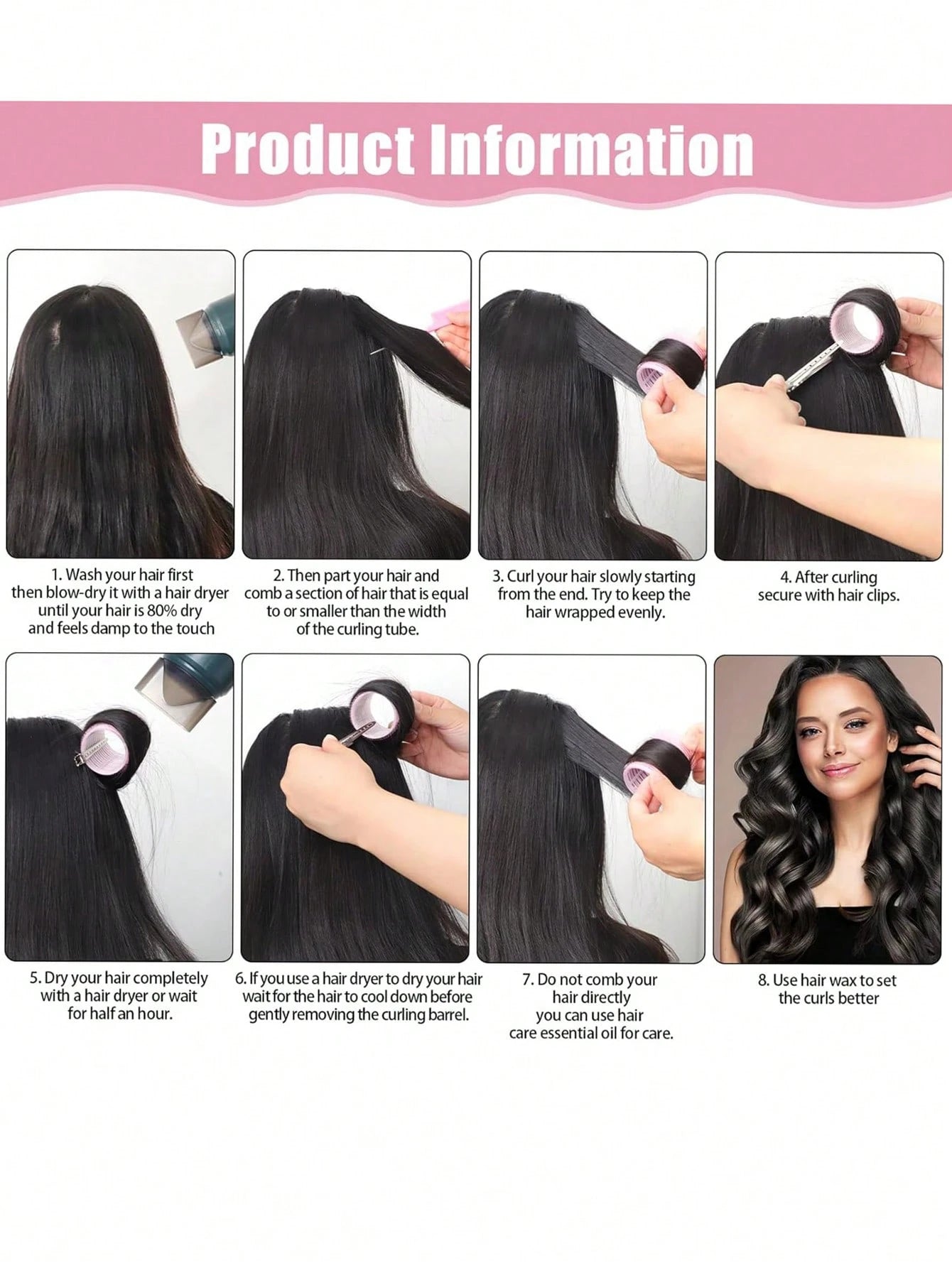 36pcs Self-Adhesive Hair Rollers Set For Different Hair Lengths, Heatless Curlers With Clips As Diy Hair Styling Tool