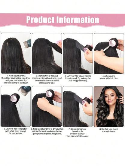 36pcs Self-Adhesive Hair Rollers Set For Different Hair Lengths, Heatless Curlers With Clips As Diy Hair Styling Tool