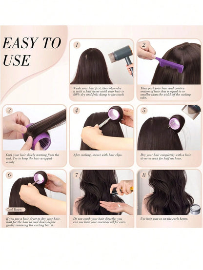 36pcs Self-Adhesive Hair Rollers Set For Different Hair Lengths, Heatless Curlers With Clips As Diy Hair Styling Tool
