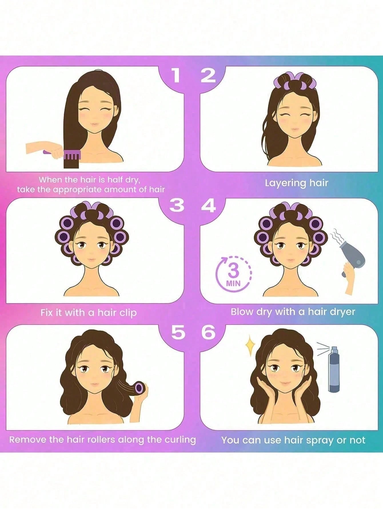 36pcs Self-Adhesive Hair Rollers Set For Different Hair Lengths, Heatless Curlers With Clips As Diy Hair Styling Tool