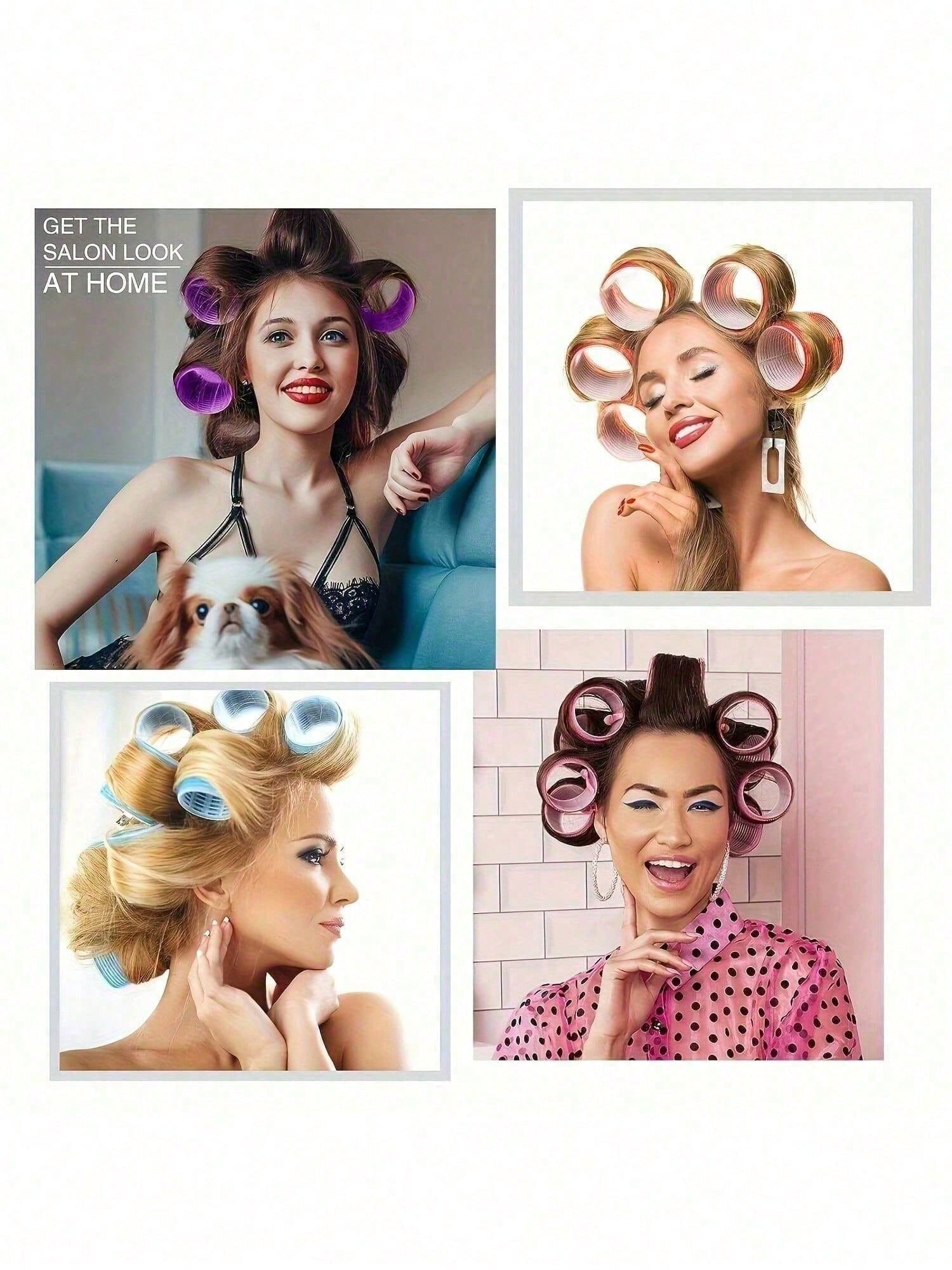 36pcs/Set Self-Grip Rollers Kit With 24Rollers And 12Clips, Salon Quality Curlers For Diy Hairstyling, Heatless Rollers, Effortless Style