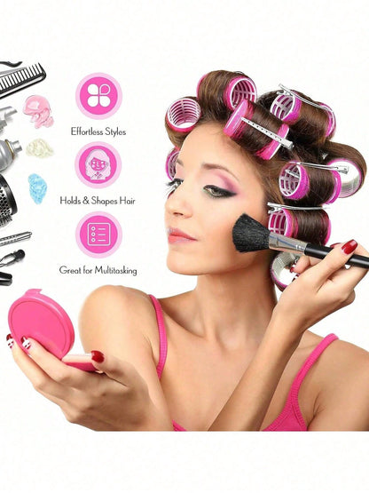36pcs/Set Self-Grip Rollers Kit With 24Rollers And 12Clips, Salon Quality Curlers For Diy Hairstyling, Heatless Rollers, Effortless Style