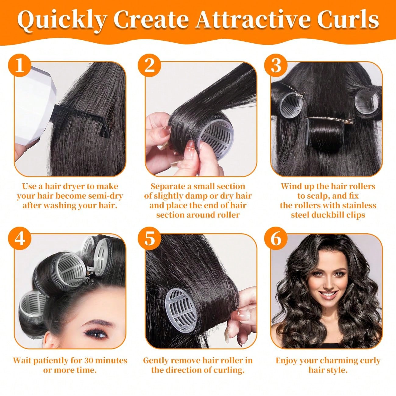 38PCS Hair Rollers Hair Curlers, Rollers, Curlers For Long Hair Thick, Jumbo Large Medium Small Rollers Set, 12 Stainless Steel Clips And Storage Bag