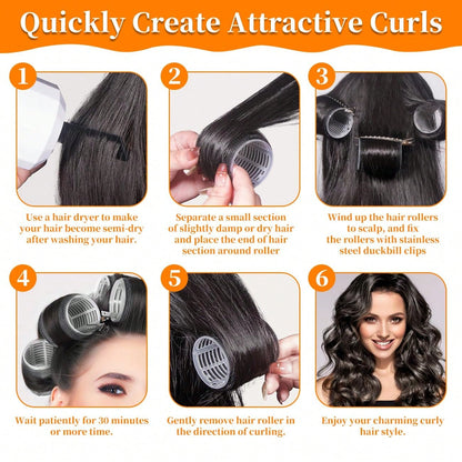 38PCS Hair Rollers Hair Curlers, Rollers, Curlers For Long Hair Thick, Jumbo Large Medium Small Rollers Set, 12 Stainless Steel Clips And Storage Bag