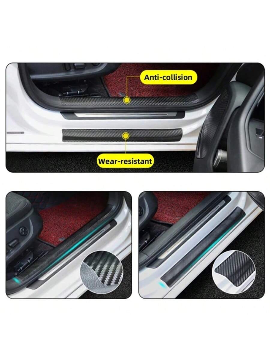 3D Anti Scratch Car Door Sill Protector Sticker Nano Carbon Fiber DIY Paste Protector Strip Auto Side Mirror Protection Tape Film
