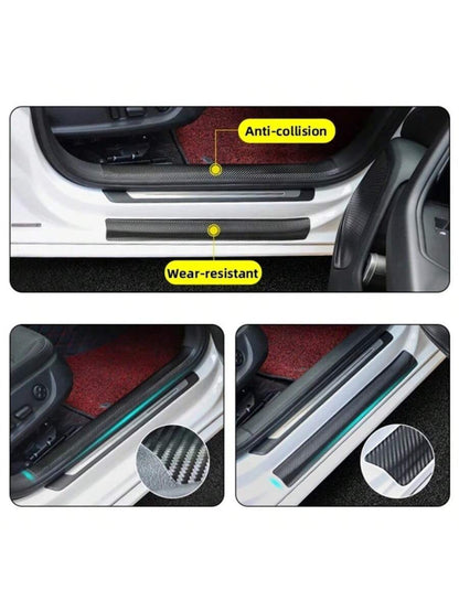 3D Anti Scratch Car Door Sill Protector Sticker Nano Carbon Fiber DIY Paste Protector Strip Auto Side Mirror Protection Tape Film