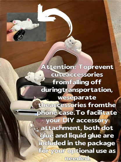 3D Lying Siamese Cat DIY Faux Leather Phone Case, Compatible With IPhone 16/15/14/13 Pro Max, Detachable Camera Frame, Shockproof And Anti-Drop Protective Cover, Luxurious And Beautiful Soft Phone Cas