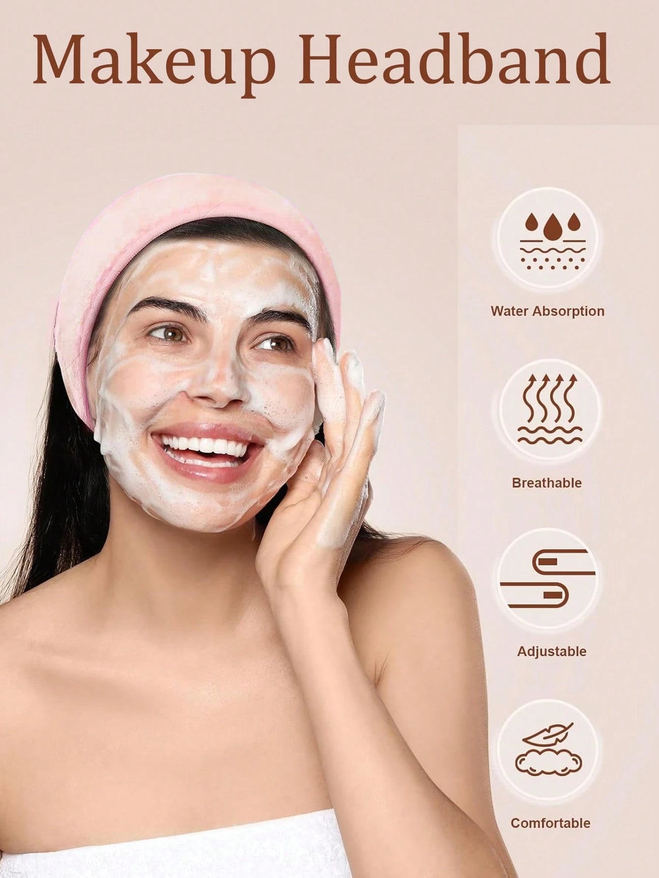 3Pcs Adjustable Women's Spa Facial Headband, Shower & Makeup Hair Tie Suitable For Washing Face, Soft Towel & Hair Styling Accessory Accessories,Skincare Headband,Beauty,Skin Care Products,Spa,Self Ca