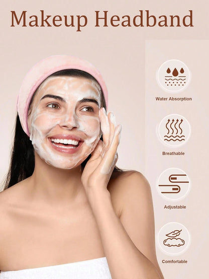 3Pcs Adjustable Women's Spa Facial Headband, Shower & Makeup Hair Tie Suitable For Washing Face, Soft Towel & Hair Styling Accessory Accessories,Skincare Headband,Beauty,Skin Care Products,Spa,Self Ca