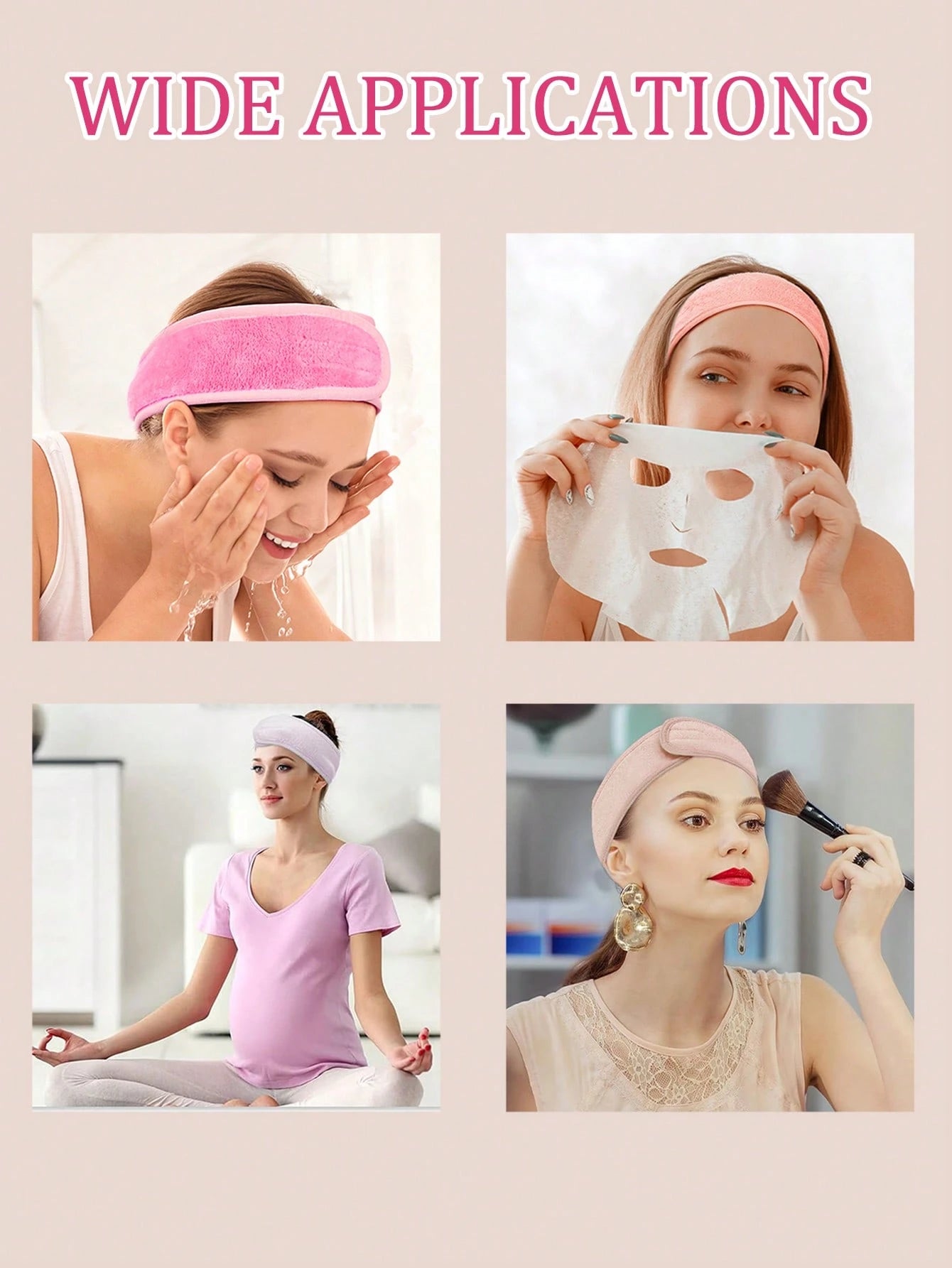 3Pcs Adjustable Women's Spa Facial Headband, Shower & Makeup Hair Tie Suitable For Washing Face, Soft Towel & Hair Styling Accessory Accessories,Skincare Headband,Beauty,Skin Care Products,Spa,Self Ca