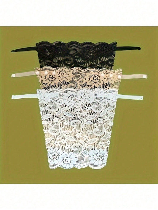 3pcs Elegant Floral Anti-Glare Bra Pads- Fashionable Comfortable Padded Liners, Lace Knit Lining, Random Color