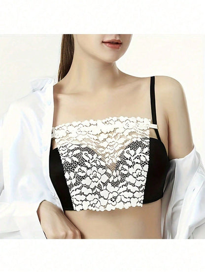 3pcs Elegant Floral Anti-Glare Bra Pads- Fashionable Comfortable Padded Liners, Lace Knit Lining, Random Color