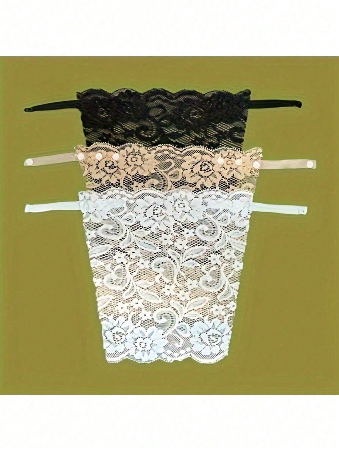 3pcs Elegant Floral Anti-Glare Bra Pads- Fashionable Comfortable Padded Liners, Lace Knit Lining, Random Color