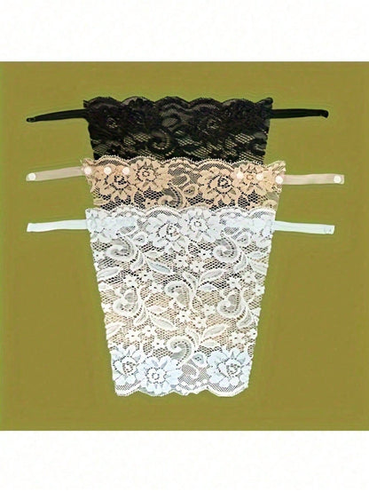 3pcs Elegant Floral Anti-Glare Bra Pads- Fashionable Comfortable Padded Liners, Lace Knit Lining, Random Color