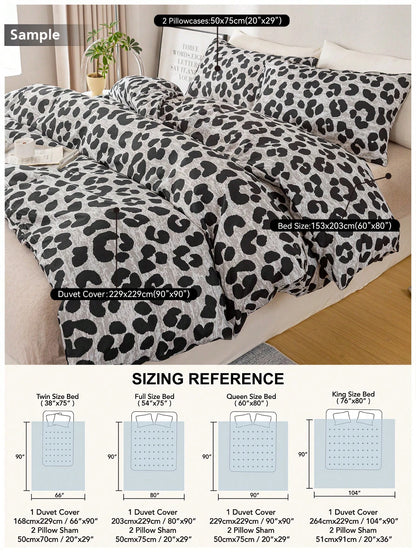 3pcs Fashion Leopard Printed Cover Set,Soft And Breathable,All-Season Universal Bedding. Machine Washable,Cute Room Decor Aesthetic,Easy-Care Bedding Set Suitable For King/Queen/Full/Twin Sizes. Vaca