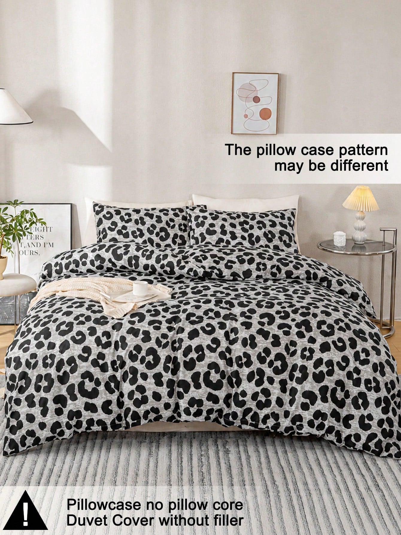 3pcs Fashion Leopard Printed Cover Set,Soft And Breathable,All-Season Universal Bedding. Machine Washable,Cute Room Decor Aesthetic,Easy-Care Bedding Set Suitable For King/Queen/Full/Twin Sizes. Vaca