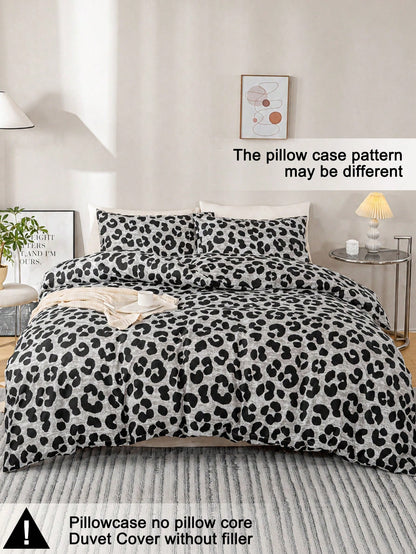 3pcs Fashion Leopard Printed Cover Set,Soft And Breathable,All-Season Universal Bedding. Machine Washable,Cute Room Decor Aesthetic,Easy-Care Bedding Set Suitable For King/Queen/Full/Twin Sizes. Vaca