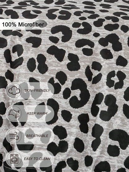 3pcs Fashion Leopard Printed Cover Set,Soft And Breathable,All-Season Universal Bedding. Machine Washable,Cute Room Decor Aesthetic,Easy-Care Bedding Set Suitable For King/Queen/Full/Twin Sizes. Vaca