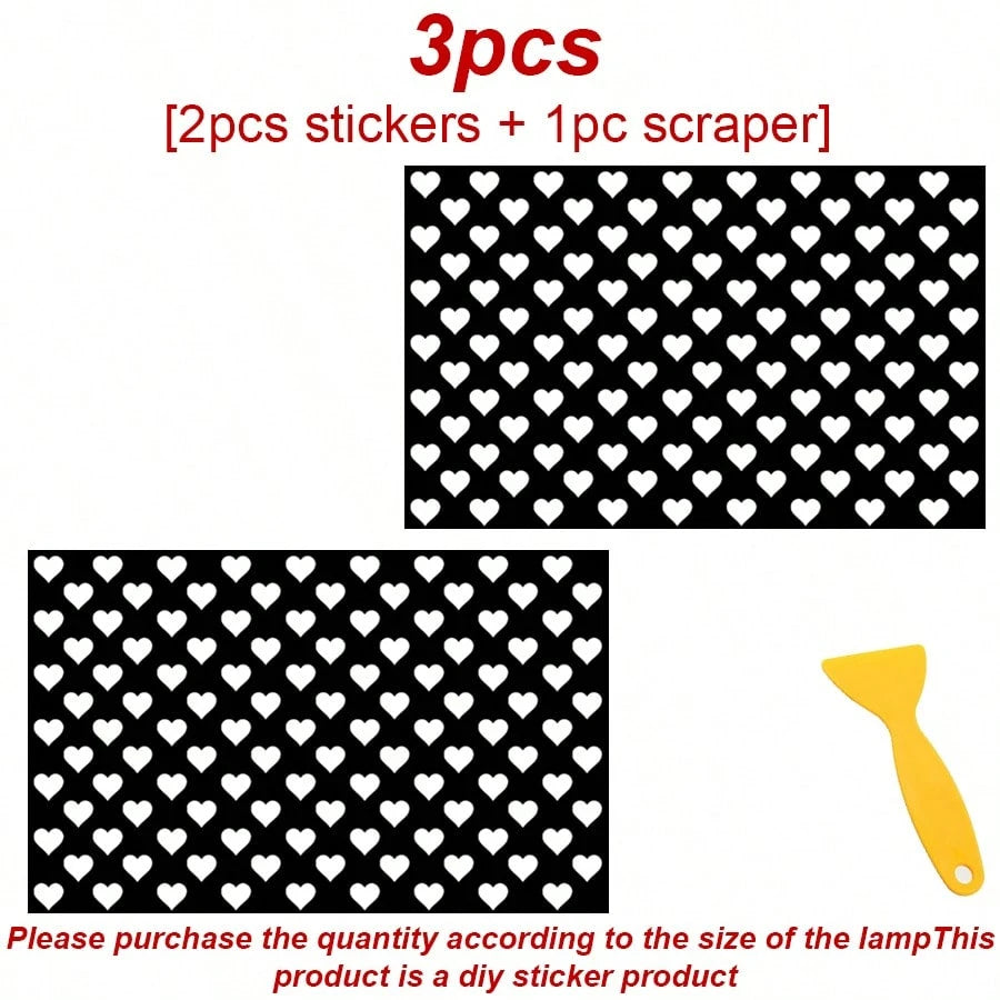 3pcs Heart-Shaped Brake Light Stickers, Cute Honeycomb Design Car Decals, Suitable For Couples, Universal DIY Car Accessories