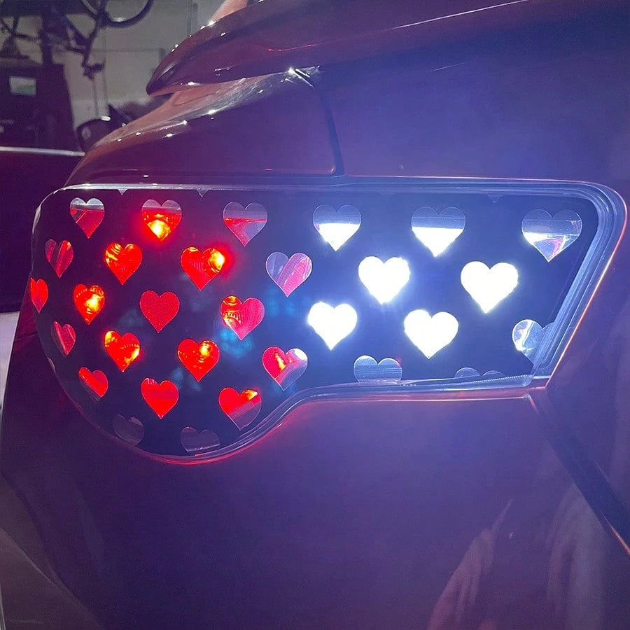 3pcs Heart-Shaped Brake Light Stickers, Cute Honeycomb Design Car Decals, Suitable For Couples, Universal DIY Car Accessories