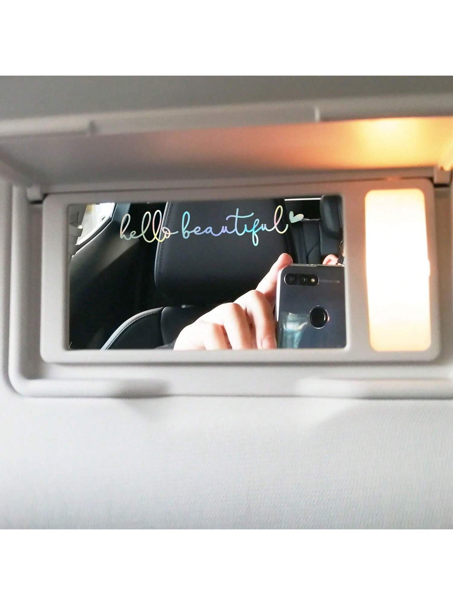3pcs "Hello, Beautiful" Rearview Mirror Stickers, Makeup Mirror Stickers, Car Rearview Mirror Stickers, Rearview Mirror Decor, Gift For Mom