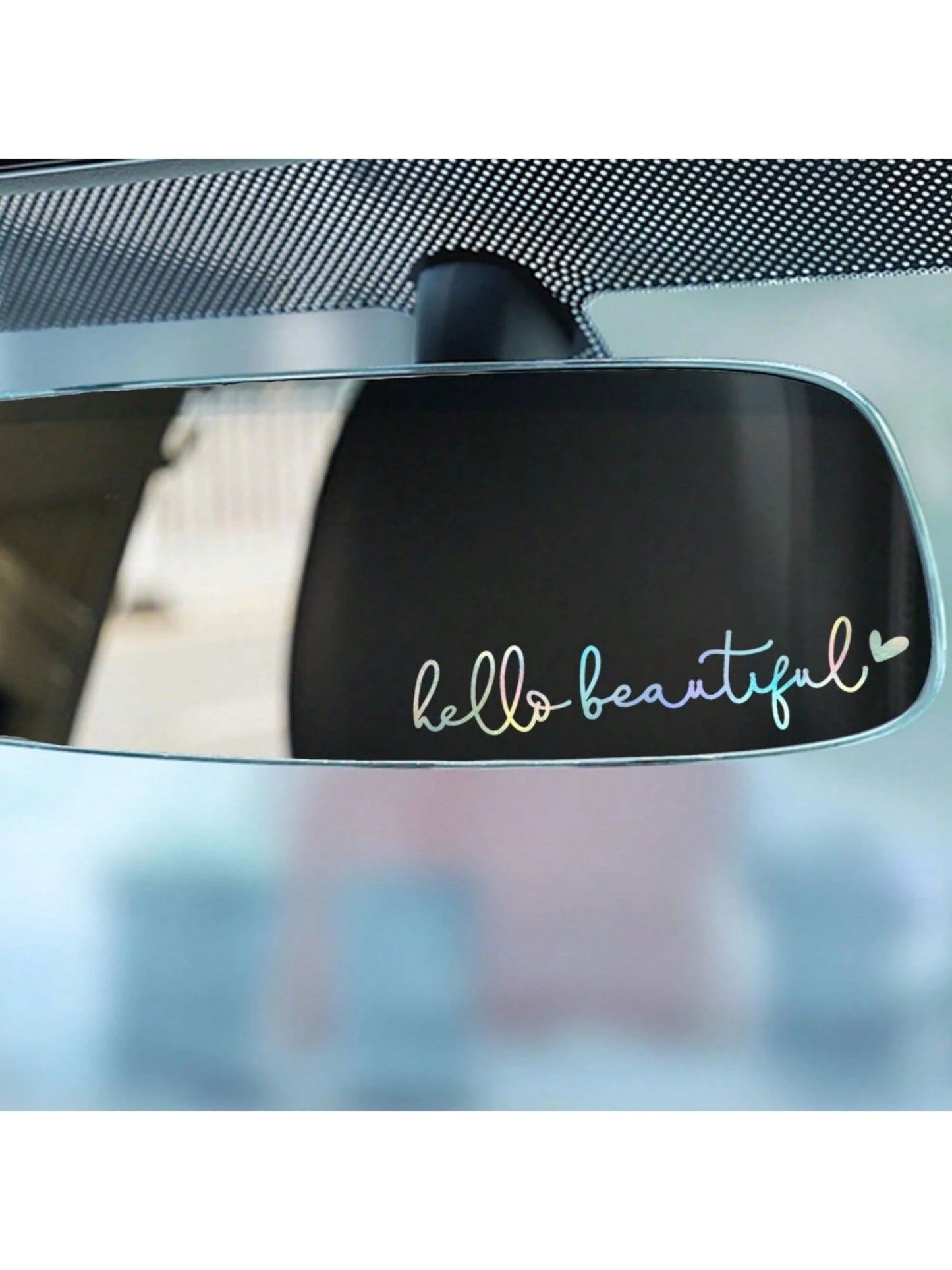 3pcs "Hello, Beautiful" Rearview Mirror Stickers, Makeup Mirror Stickers, Car Rearview Mirror Stickers, Rearview Mirror Decor, Gift For Mom