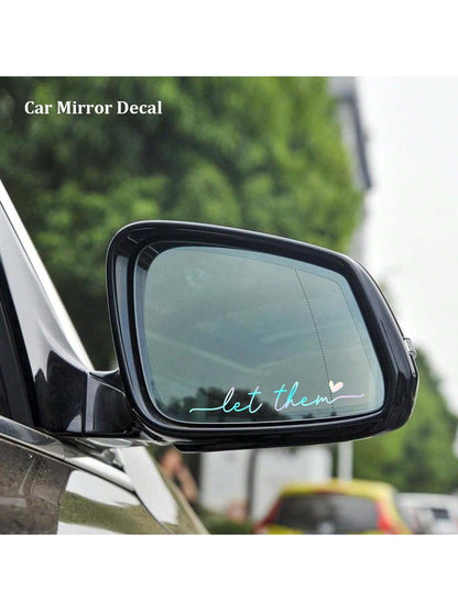3pcs Let Them Mental Health Awareness Rearview Mirror Sticker Self Love Car Decal Motivational Decal Rearview Mirror Decal Mindfulness Decal Car Accessories