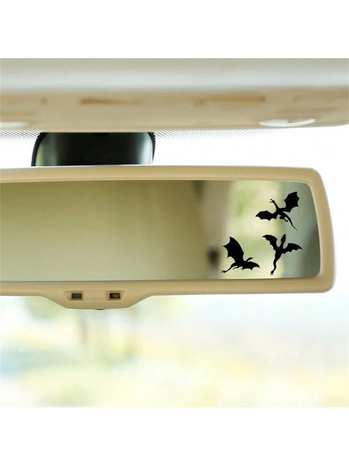 3pcs Mini Dragon Rearview Mirror Vinyl Stickers, Halloween Car Decals, Waterproof Stickers Suitable For Car, Laptop And Glass Surfaces