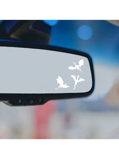 3pcs Mini Dragon Rearview Mirror Vinyl Stickers, Halloween Car Decals, Waterproof Stickers Suitable For Car, Laptop And Glass Surfaces