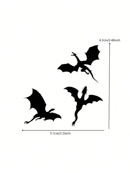 3pcs Mini Dragon Rearview Mirror Vinyl Stickers, Halloween Car Decals, Waterproof Stickers Suitable For Car, Laptop And Glass Surfaces