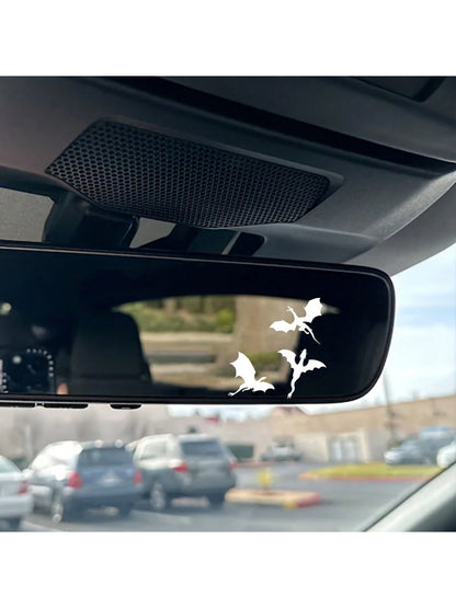 3pcs Mini Dragon Rearview Mirror Vinyl Stickers, Halloween Car Decals, Waterproof Stickers Suitable For Car, Laptop And Glass Surfaces