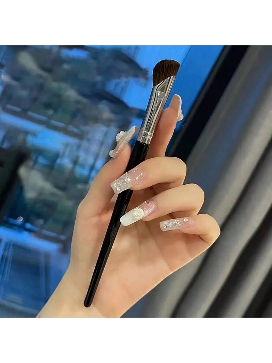 3pcs Nose Contour & Highlighter Brush Set, Angled Contour Fan Brush, Ultra-Thin Nose Shadow & Eyeshadow Blending Brush, Soft Fiber Precision Makeup Tools, Finely Crafted For Delicate Eye Makeup, Porta