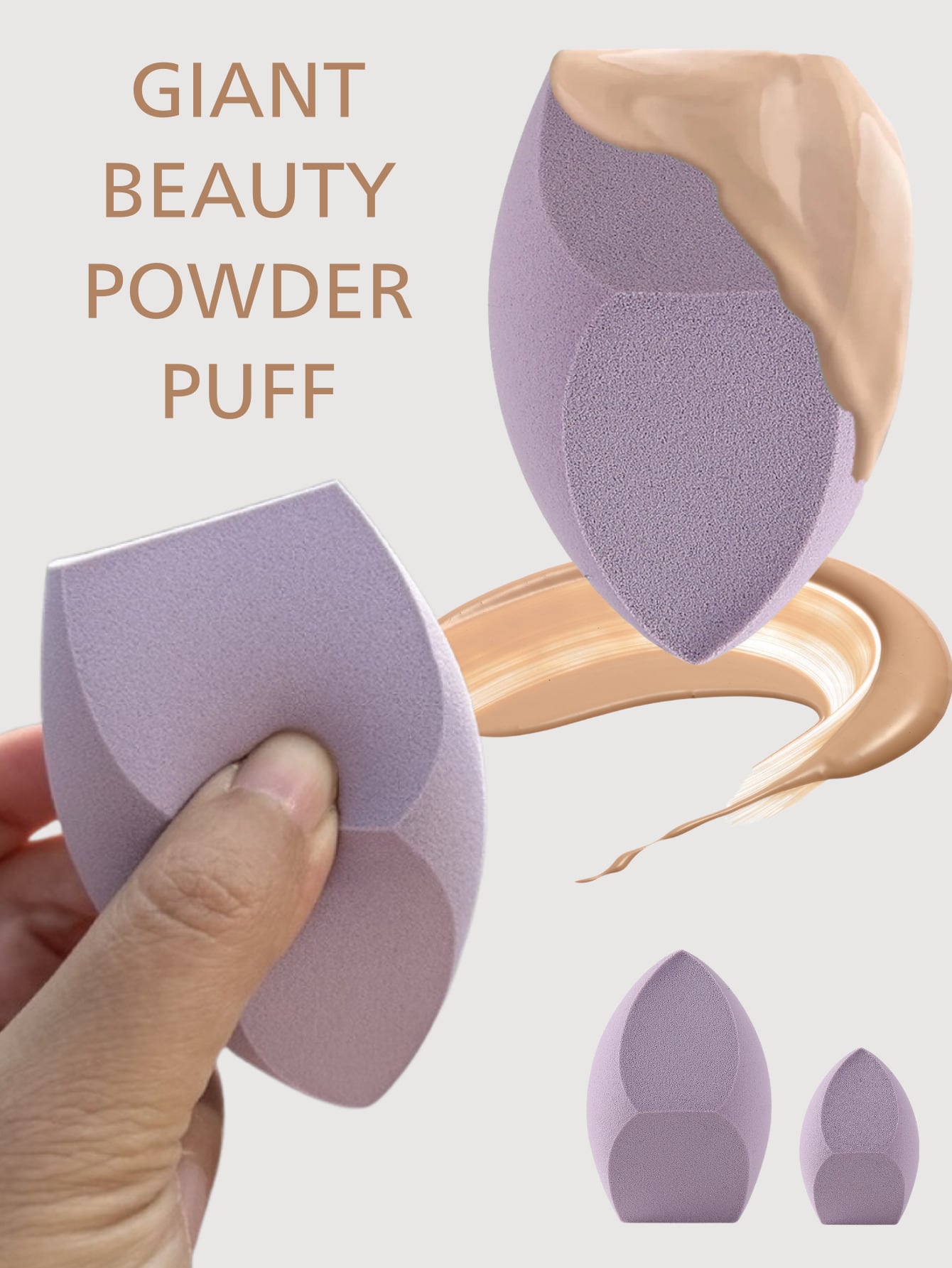 3Pcs Oversized Makeup Sponges, Giant Makeup Blenders, Hydrophilic Material Expand In Water, Quick Makeup Application, Soft On Skin, Ideal For Foundation, Reusable With No Shedding, High Density & Boun