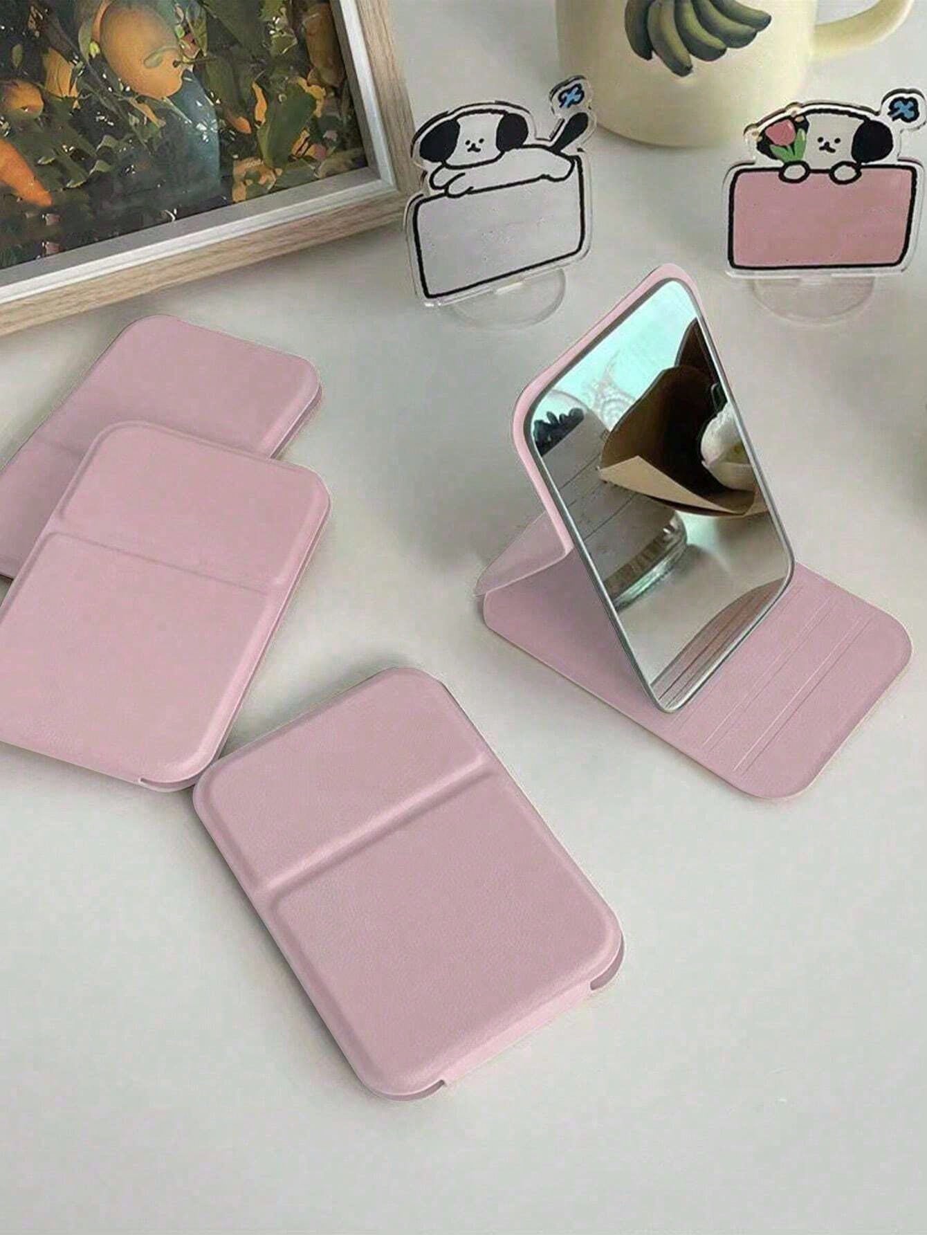 3pcs Portable Foldable Makeup Mirror, PU Leather Compact Mirror, Suitable As Gift, Travel Essential, Cosmetic Necessity, Easy To Store, Ideal For Birthday, Graduation, Halloween, Christmas Gifts (3/2