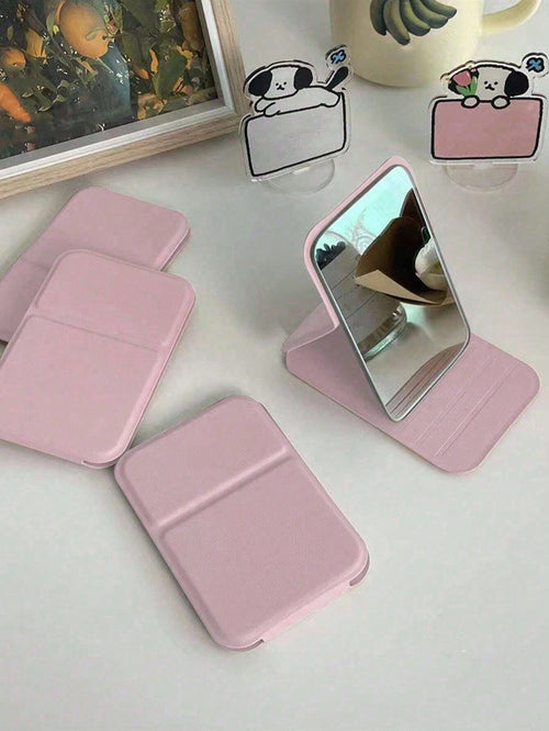 3pcs Portable Foldable Makeup Mirror, PU Leather Compact Mirror, Suitable As Gift, Travel Essential, Cosmetic Necessity, Easy To Store, Ideal For Birthday, Graduation, Halloween, Christmas Gifts (3/2