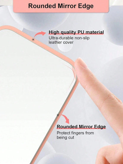 3pcs Portable Foldable Makeup Mirror, PU Leather Compact Mirror, Suitable As Gift, Travel Essential, Cosmetic Necessity, Easy To Store, Ideal For Birthday, Graduation, Halloween, Christmas Gifts (3/2
