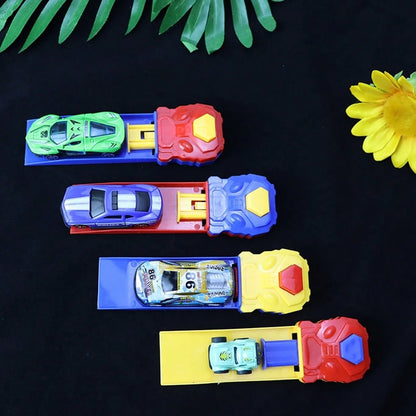 3Pcs Random Mini Diecast Cars Set With Track Launcher- Alloy Sports Car Toys For Boys, Pocket Racing Vehicles Gift