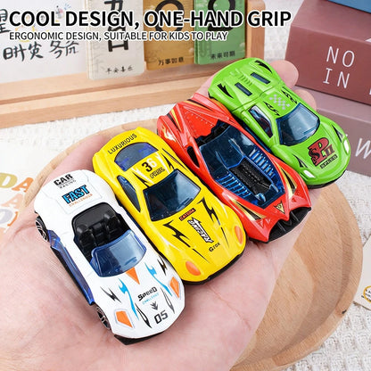 3Pcs Random Mini Diecast Cars Set With Track Launcher- Alloy Sports Car Toys For Boys, Pocket Racing Vehicles Gift